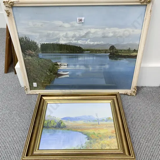 J Watson - Country Scene - Oil on Board - together with Photographic Print