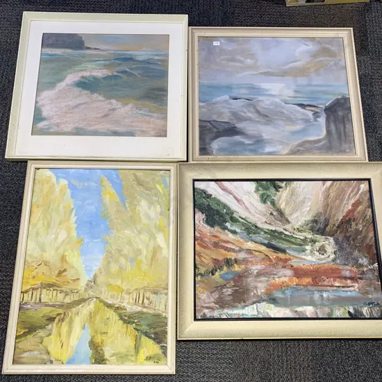 Four Molly O'Toole Scene Oil Works