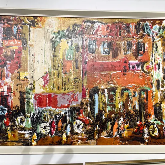 After Emerson - Abstract Street Scene - Print on Canvas Board