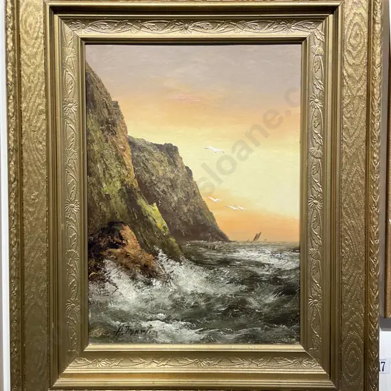 H Thornton - Cliffside Horizon - Oil on Board
