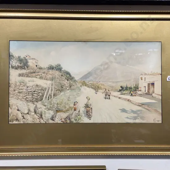 C. Mapuano - Rustic Italian Landscape With Figures - W/C