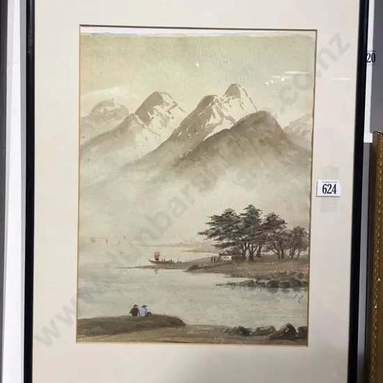 Unknown Artist - Chinese River Landscape - W/C