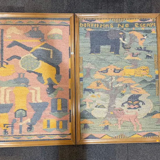 Pair of Pictorial Woven Artworks