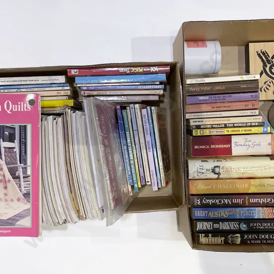 Two Boxes of Assorted Books Etc