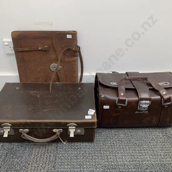 Leather Briefcase with Camera Case Etc