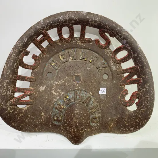 Vintage English "Nicolsons" Cast Metal Tractor Seat