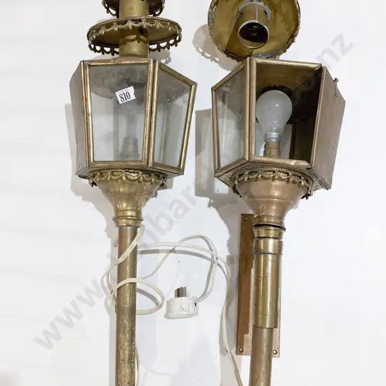 Pair of Brass Wall Lanterns (electrified)