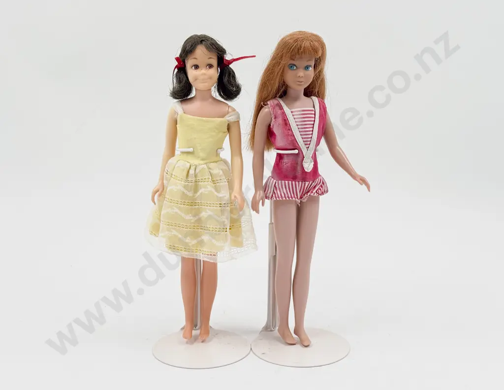 C1965 Scooter and C1963 Skipper  wearing Bridesmaid and Original Outfit (faded) Image 1++