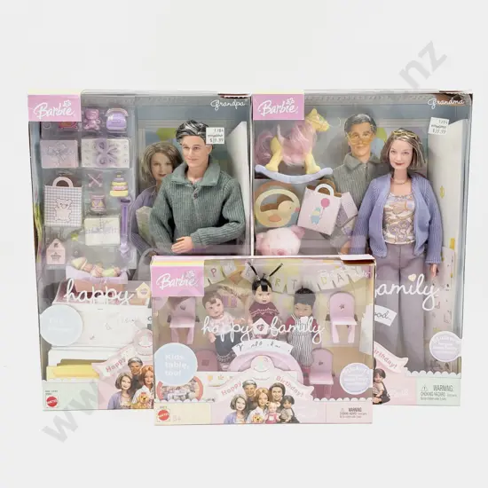 C2003 Barbie Happy Family Grandma and Grandpa with Baby Friends MIB