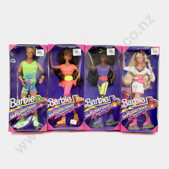 C1991 Pink Boxed Rollerblade Barbie Christie Teresa and Ken MIB