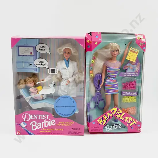 C1997 Bead Blast Barbie and C1997 Dentist Barbie MIB