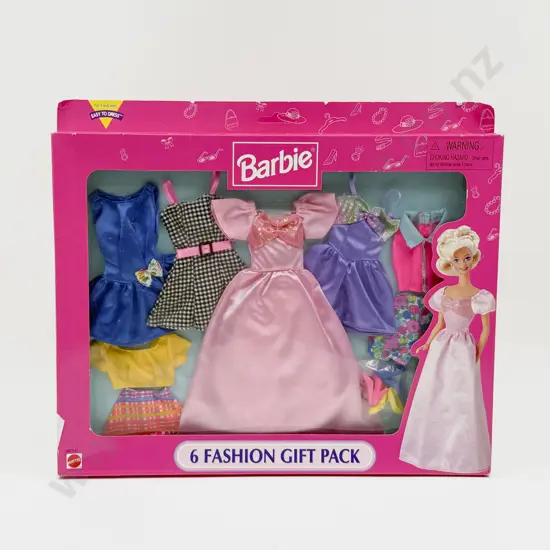 C1997 Barbie 6 Fashion Gift Pack - Perfume Pretty Fashions and Grocery Shopping