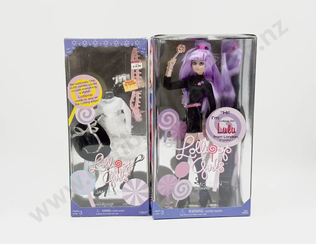 C2002 Three Jan McLean Designs Lollipop Girls Bebe - Cissy - Lulu with Dress Pack all MIB Image 1++