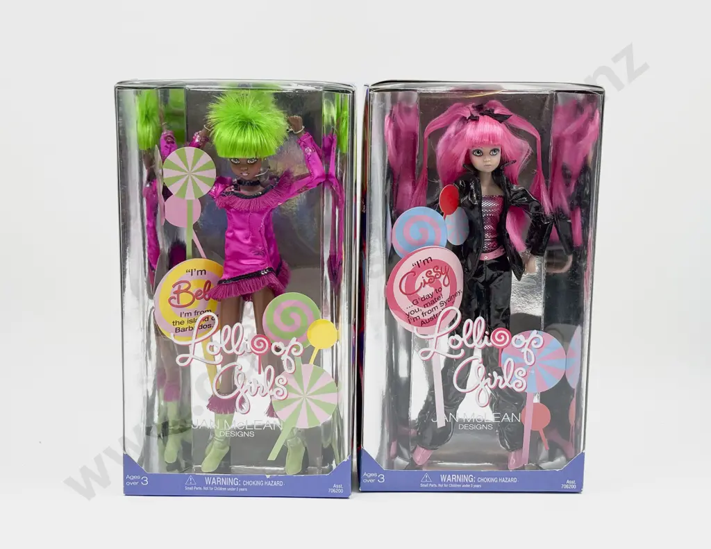 C2002 Three Jan McLean Designs Lollipop Girls Bebe - Cissy - Lulu with Dress Pack all MIB Image 1++