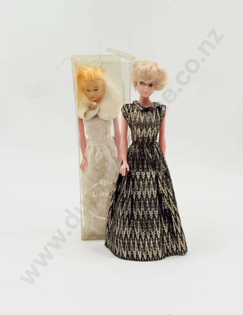C1960's Two Debbie The Cosmetic Princess Doll part cellophane box & unboxed 28cm Image 1++