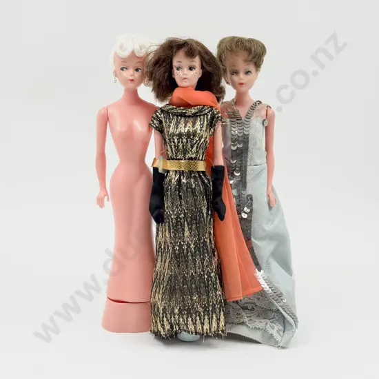 C1960's Three Debbie Dolls made in NZ one without base 28cm