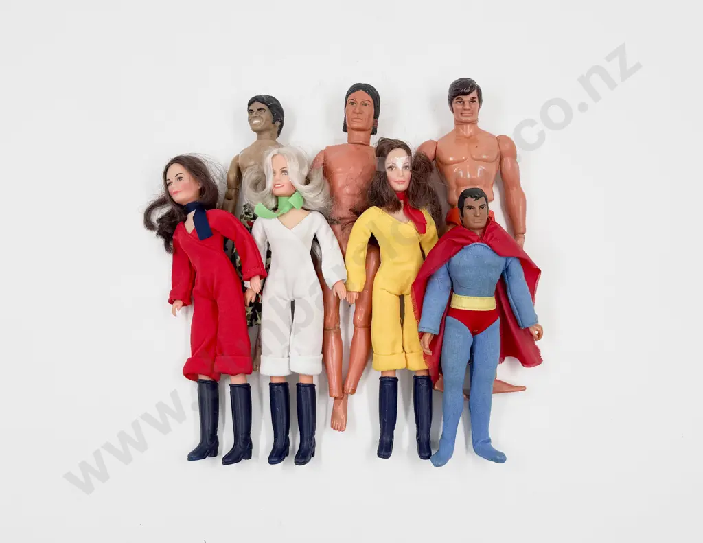 C1977 Hasbro Charlie's Angels with Mego Superman and Action Figures (playworn) Image 1++