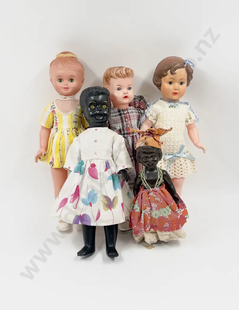 Five Kadar and Kader Type Hard Plastic Bent/Straight Limb Girl Dolls 42cm - 24cm Image 1++