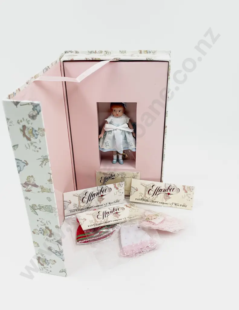 Boxed Effanbee Collectors Club Wee Patsy Doll 13cm with Three Outfits Club Card and Pin Image 1++