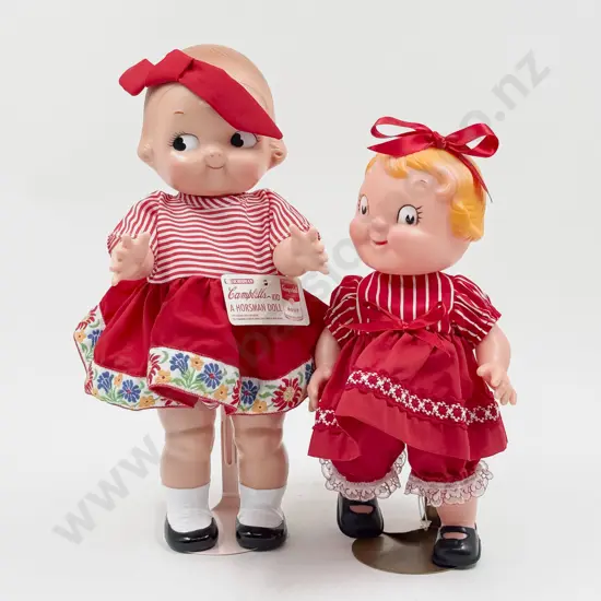 C1997 Horsman Campbell Soup Kid All Vinyl Doll and Another Unmarked 32cm 26cm