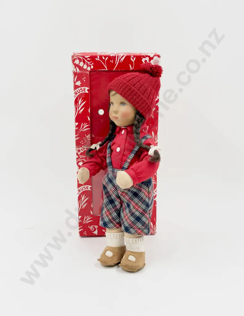 C1989 Boxed Kathe Kruse Made in Germany Hard Plastic and Stockinette Doll 26cm Image 1++