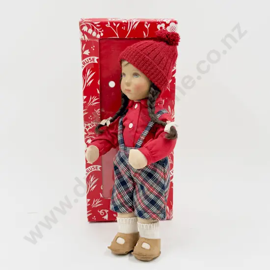 C1989 Boxed Kathe Kruse Made in Germany Hard Plastic and Stockinette Doll 26cm
