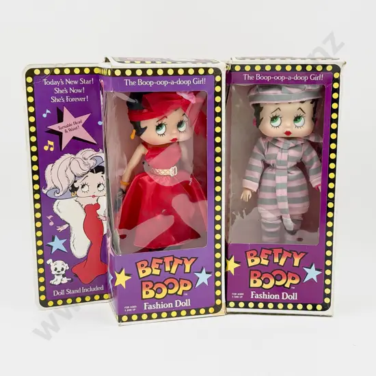 C1986 Two Marty Toy Betty Boop Fashion Dolls All Vinyl Boxed 30cm