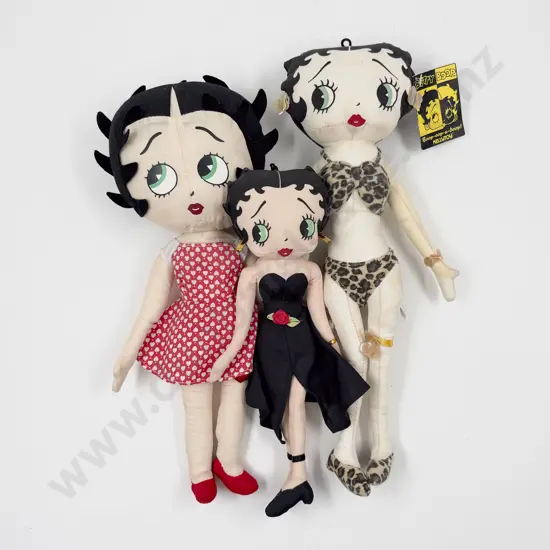 C1995 King Features Betty Boop Jungle Betty All Cloth Doll 44cm with Two Others and Collectables