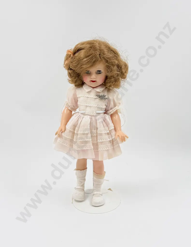 C1950's Shirley Temple All Vinyl Original Outfit Doll with Name Tag Brooch 36cm Image 1++