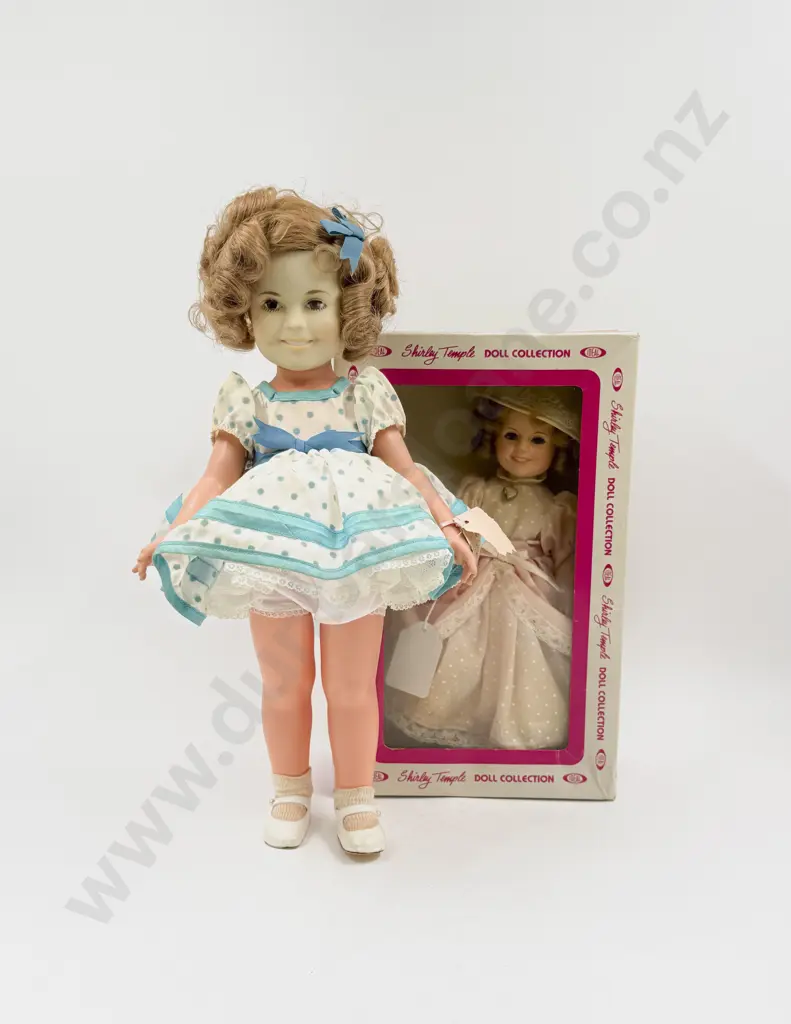 Two Ideal 1972 & 1982 Anniversary All Vinyl Shirley Temple Dolls 42cm 30cm (one Boxed) with print Image 1++