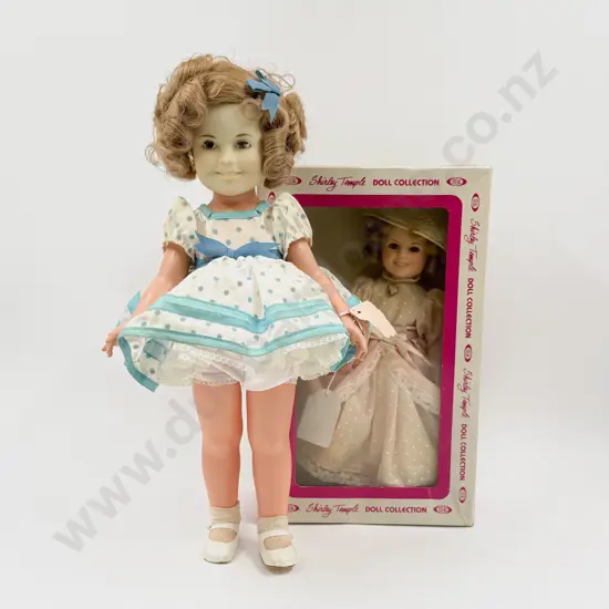 Two Ideal 1972 & 1982 Anniversary All Vinyl Shirley Temple Dolls 42cm 30cm (one Boxed) with print