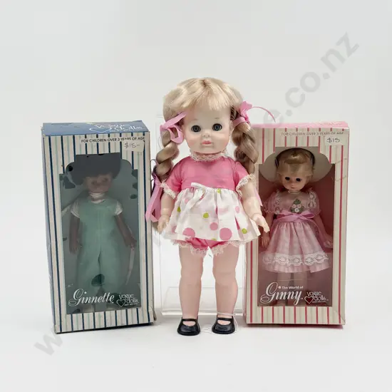 Two Boxed Vogue Dolls Ginny and Ginnette with unboxed Vogue Little Angel