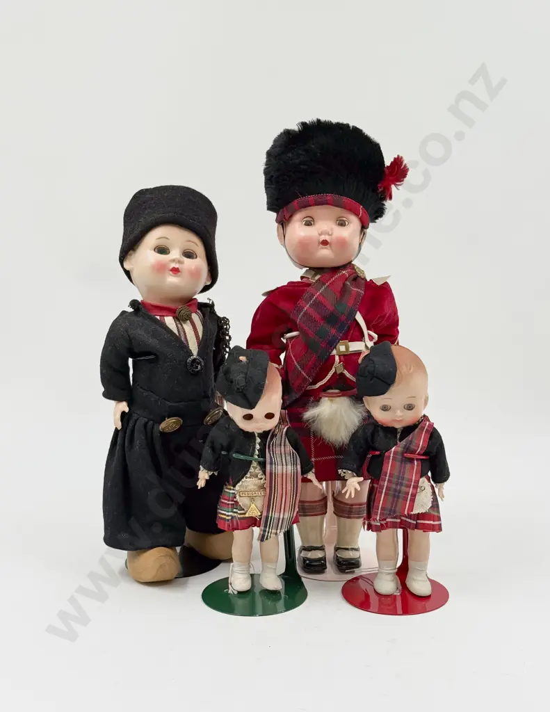 C1950's Two Roddy Dolls and Two Pedigrees in Scots and Dutch Costumes 30cm - 17cm Image 1++