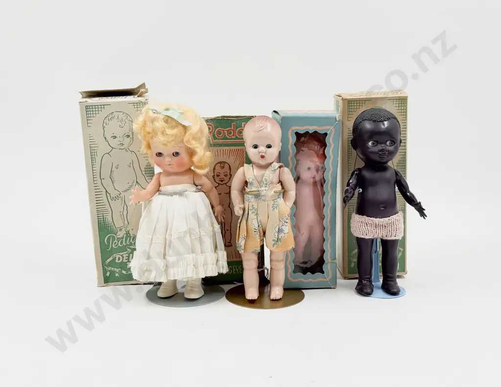 C1950's Two Pedigree Delite Dolls Roddy and Knickerbocker Baby Doll with Boxes 18cm - 17cm Image 1++