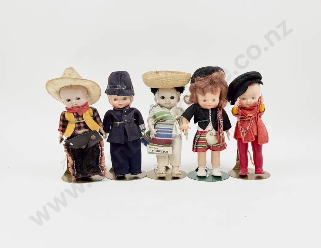 C1940-60 Pedigree All Hard Plastic (Star Fish Hands) Character Doll x5 7cm with original costumes Image 1++