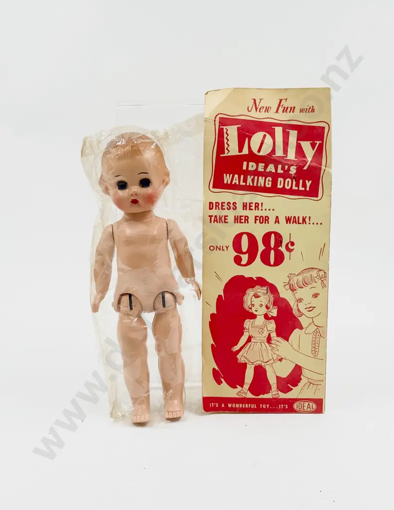 C1950's Ideal Lolly Ideal's Walking Dolly in Original Cellophane Bag on Card 23cm Image 1++