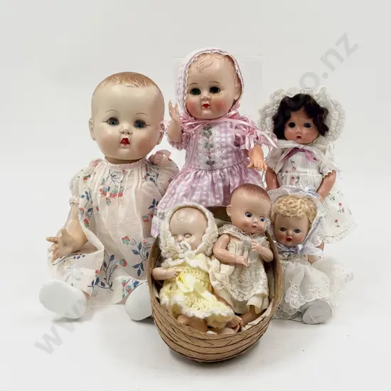 Six Rosebud and Type All Hard Plastic Baby Character Dolls 35cm - 16cm