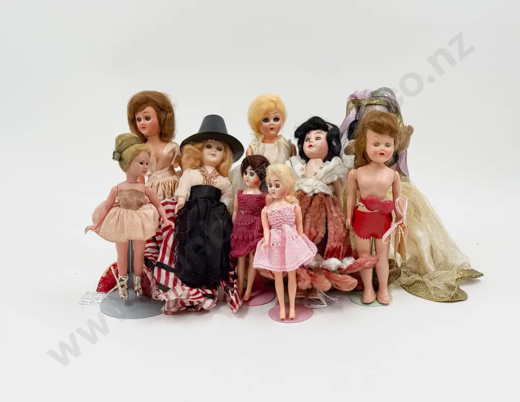 C1950's Collection Nine Various Manufacture Character Adult Body Hard Plastic Dolls 19cm - 15cm Image 1++