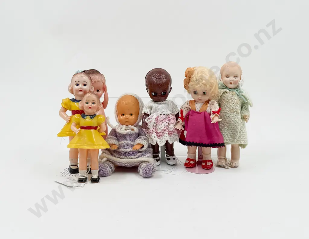 C1950's Two Made in Hong Kong All Moulded Hard Plastic Walking Dolls Image 1++