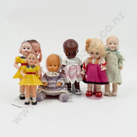 C1950's Two Made in Hong Kong All Moulded Hard Plastic Walking Dolls