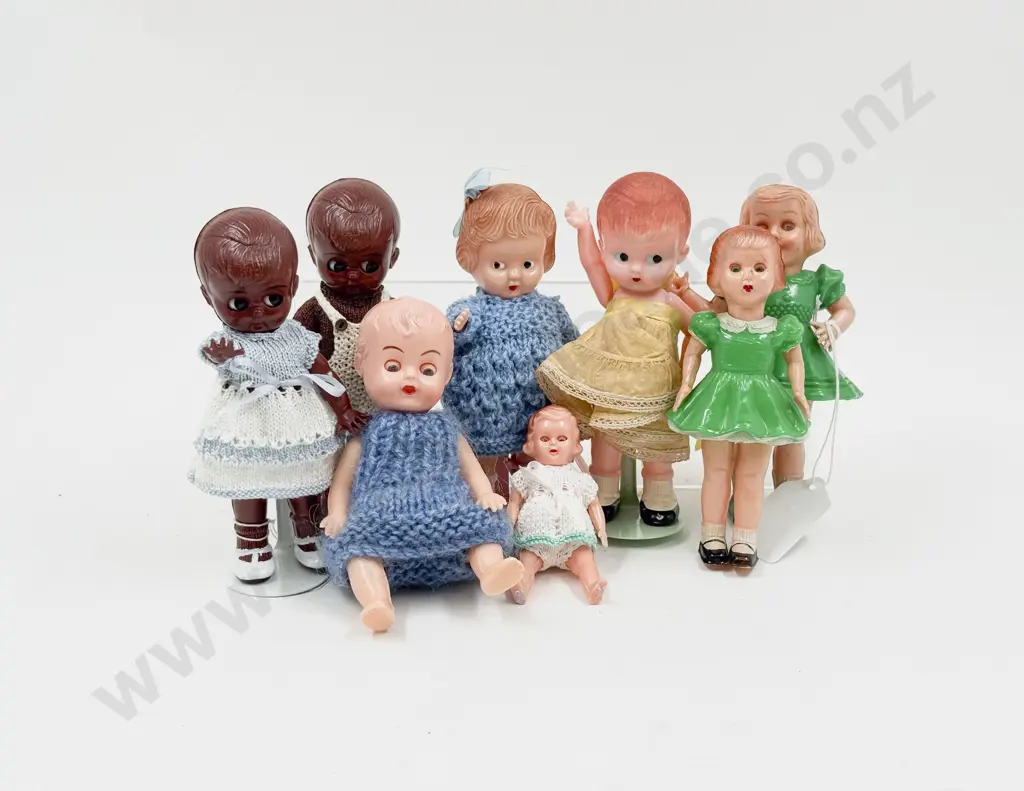 C1950's Two Made in Hong Kong All Moulded Hard Plastic Walking Dolls Image 1++