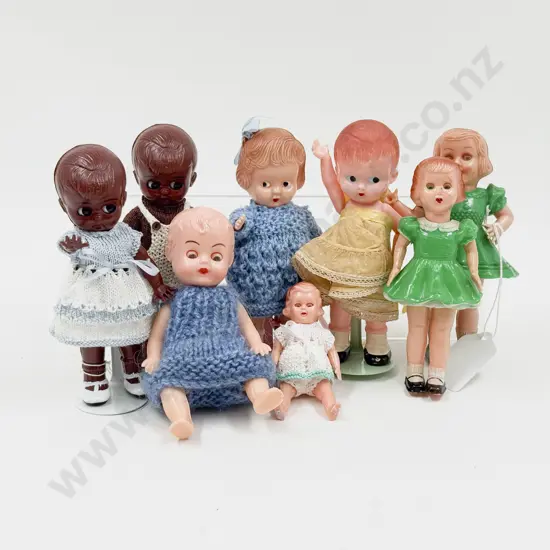 C1950's Two Made in Hong Kong All Moulded Hard Plastic Walking Dolls