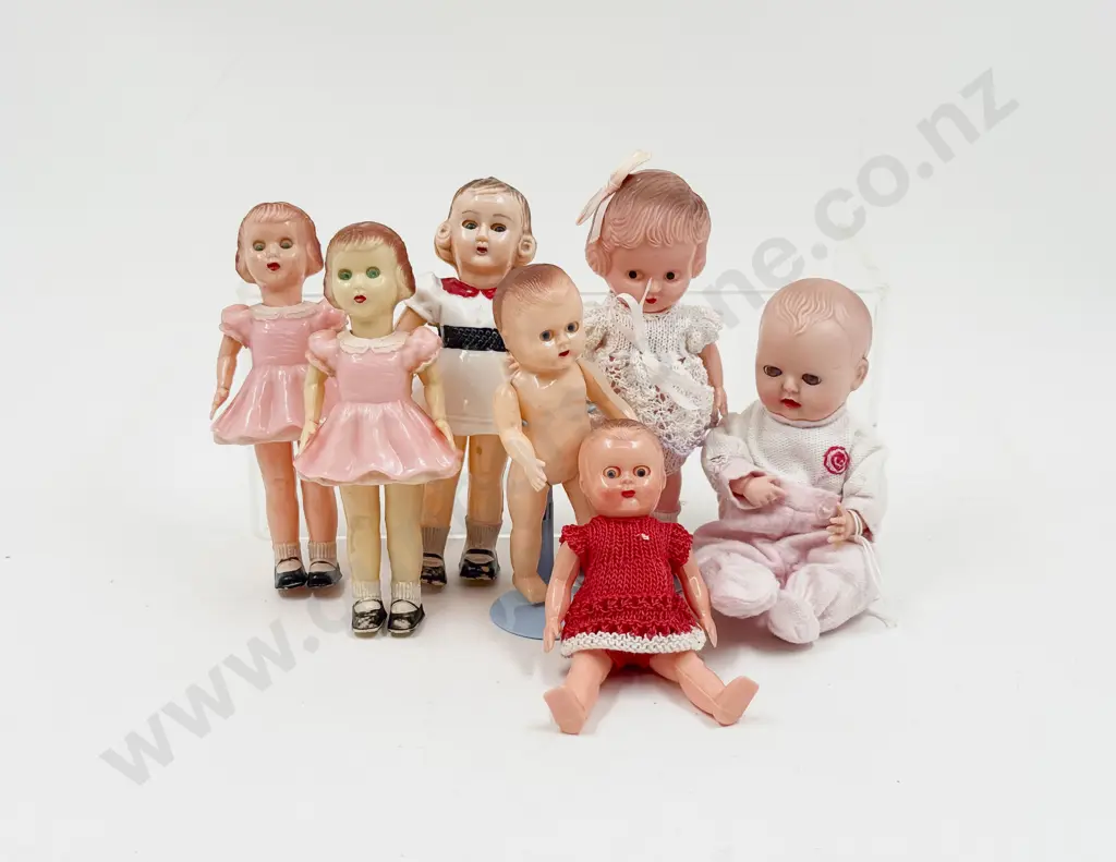 C1950's Two Made in Hong Kong All Moulded Hard Plastic Walking Dolls Image 1++