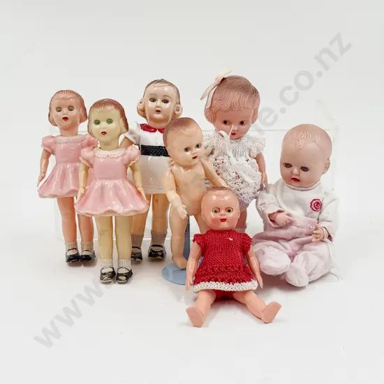 C1950's Two Made in Hong Kong All Moulded Hard Plastic Walking Dolls