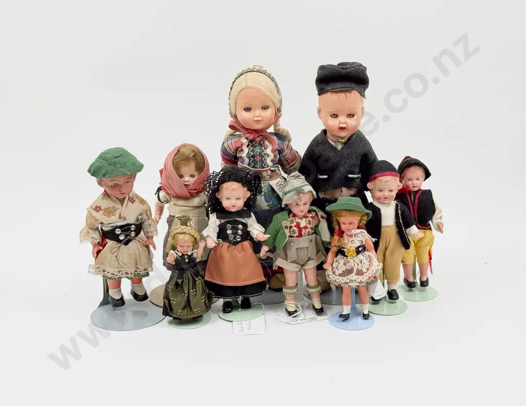 C1950 -60's Hard Plastic Costume Doll Collection (9) Image 1++