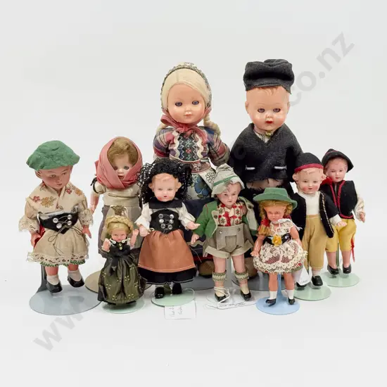 C1950 -60's Hard Plastic Costume Doll Collection (9)