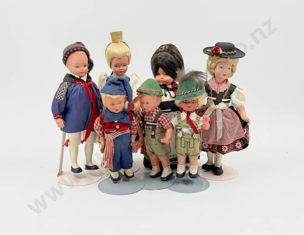 C1950 -60's Hard Plastic Costume Doll Collection (7) Image 1++