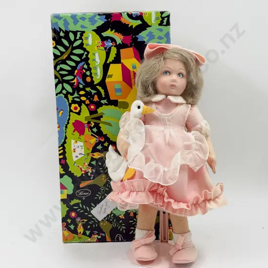 C1983 Lenci Aurelia Doll with Goose Blue Side Glancing Eyes Boxed Ltd Ed 34cm