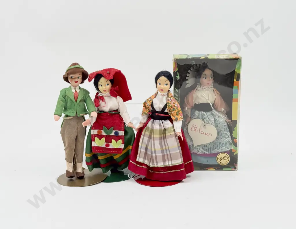 Three C1960's Lenci Hard Plastic All Original National Costume Dolls 16cm with labels Image 1++