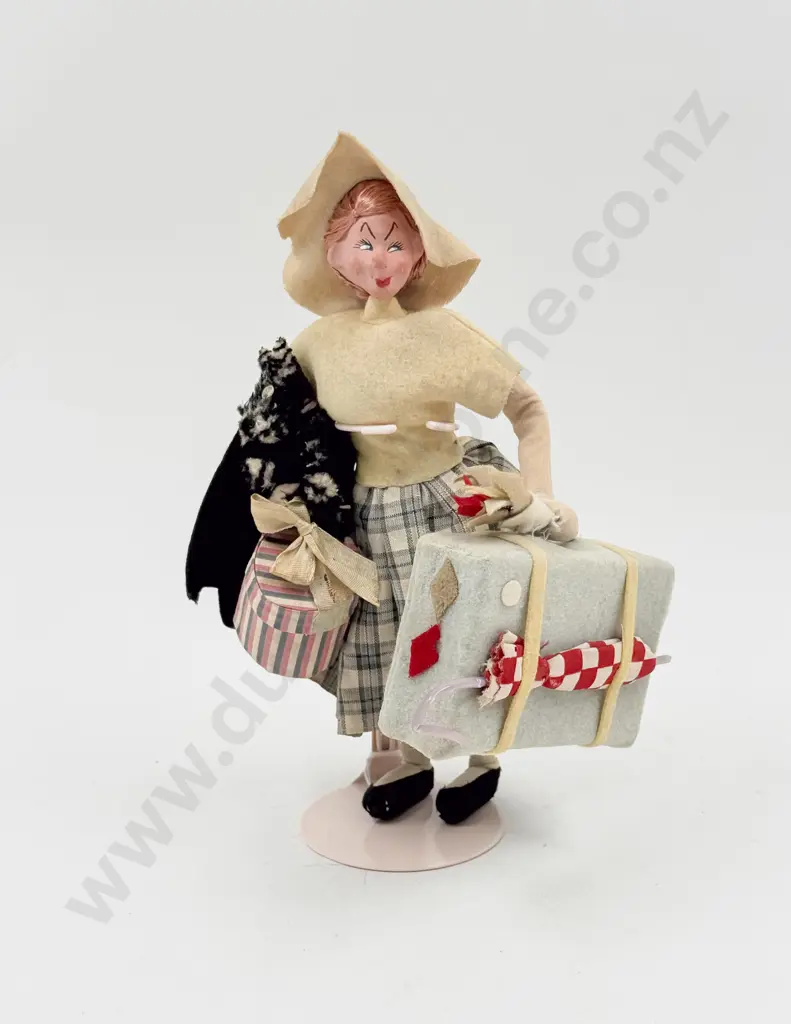 C1960's Roldan Klumpe German All Cloth and Composition 'Travelin Teresa' Doll 23cm Image 1++
